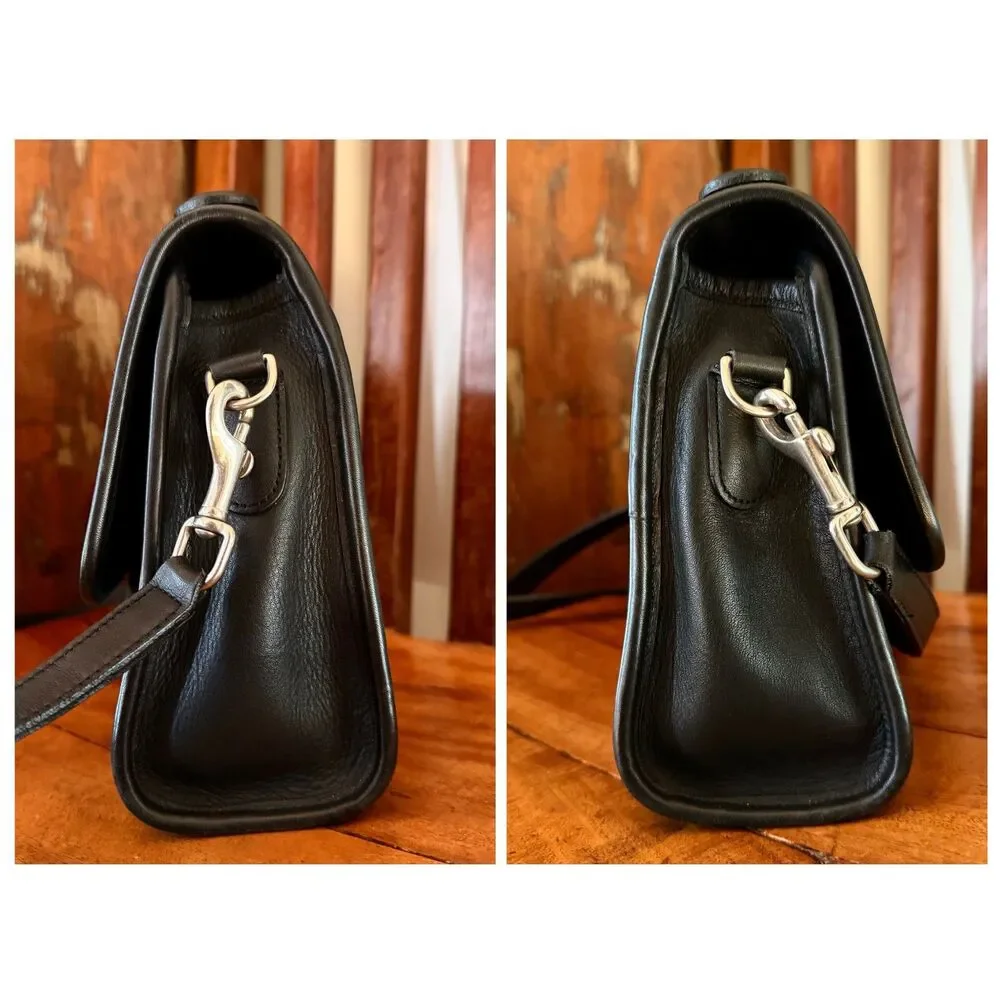 Vintage Coach Court Bag 9870 Crossbody Satchel — Black Glove-Tanned Leather - Picture 4 of 14